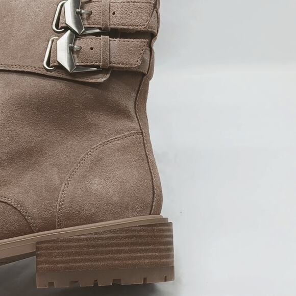 Vince Camuto Fawdry Tan Suede Combat Boots Women’s 10M Moto Lug Sole Fall - Picture 8 of 11